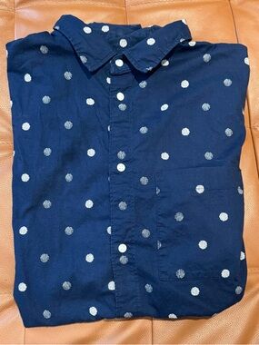 H&M Navy Polka Dot Button-Down Shirt - Men
